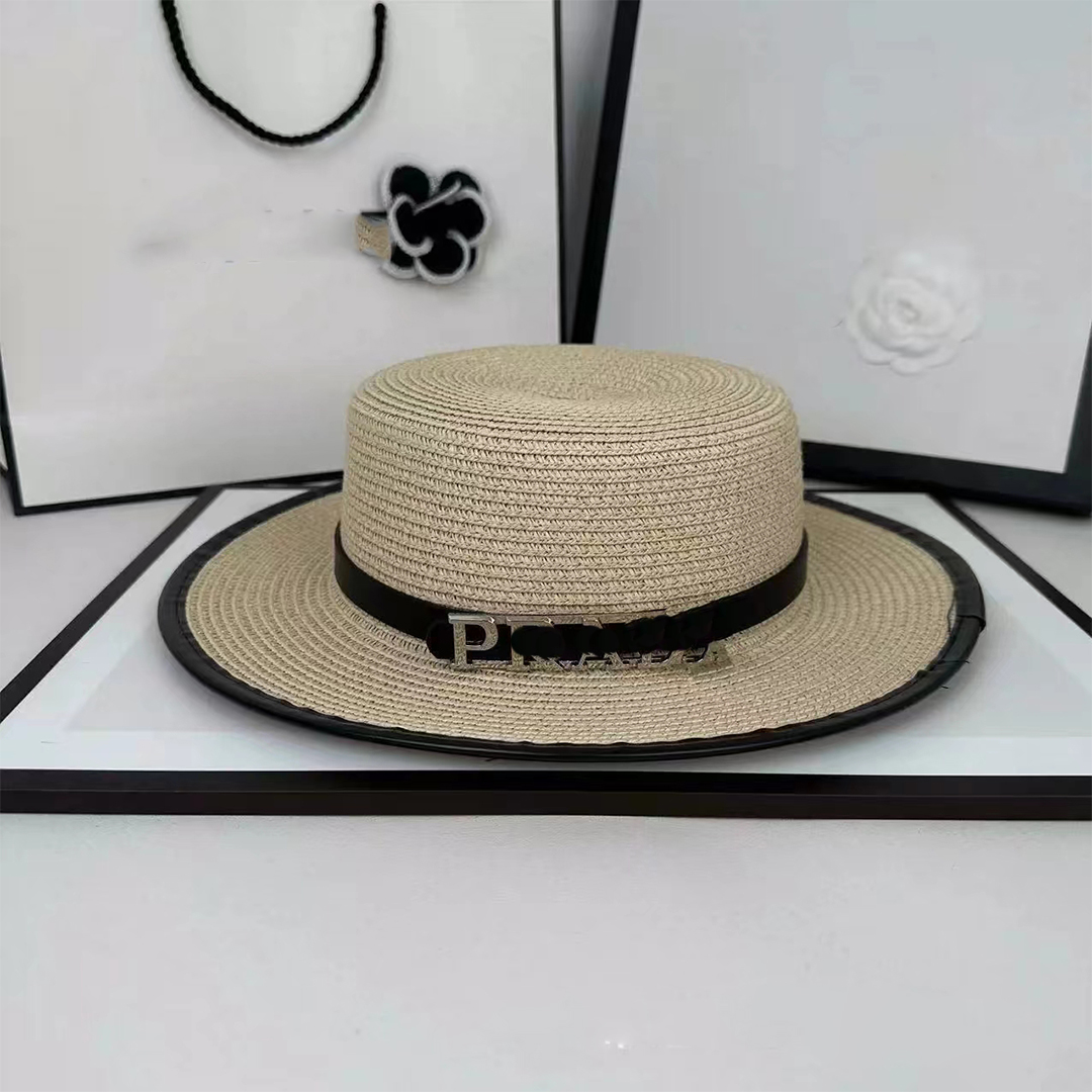 Bucket hat designer bucket hat with letters leather mouth straw hat casual summer sun hat fisherman hat fashion beach hat