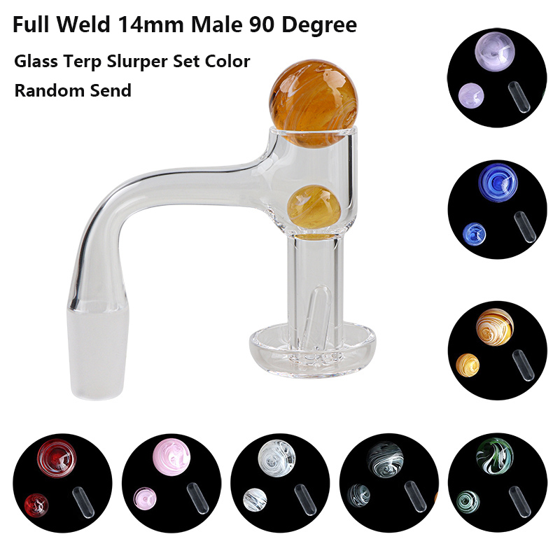 Four Styles Fully Welded Flat Top terp slurper set with Glass Marble Screw Kit 10mm 14mm Joint Seamless Welded Bevel Rig for Bong Dab Rig