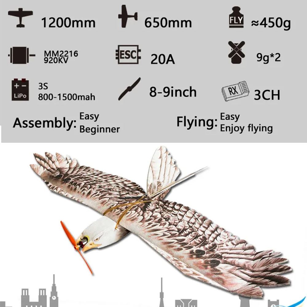 Dancing Wings Hobby E15 Foam RC Airplane Epp Biomimetic Mini Eagle 1200mm Electric Flying Wing Radio Control Aircraft