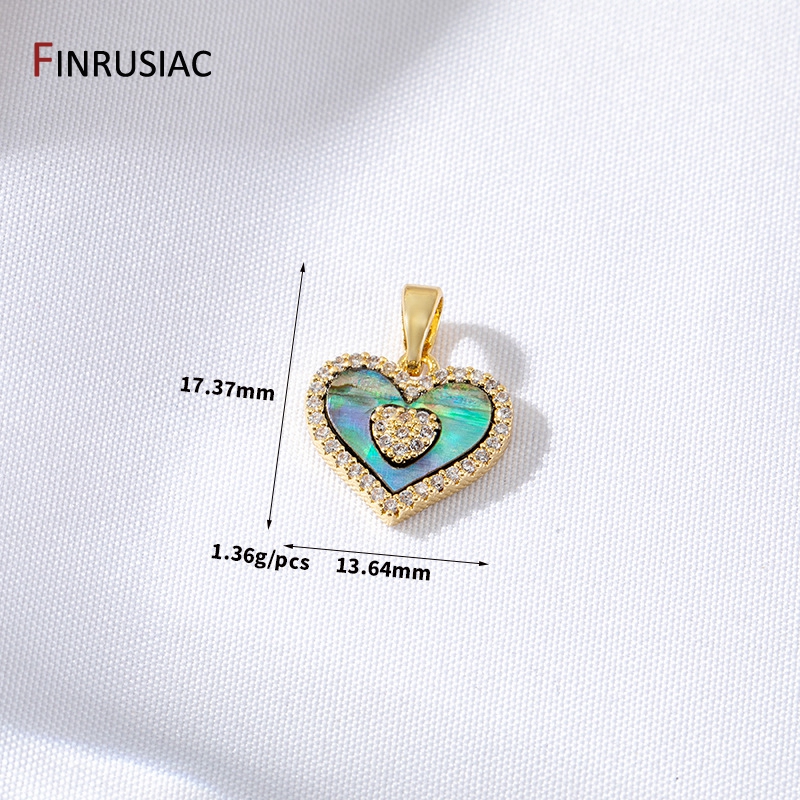 14K Gold Plated Brass Abalone Shell Heart Charms Pendant For DIY Bracelet Necklace Jewelry Making Accessories