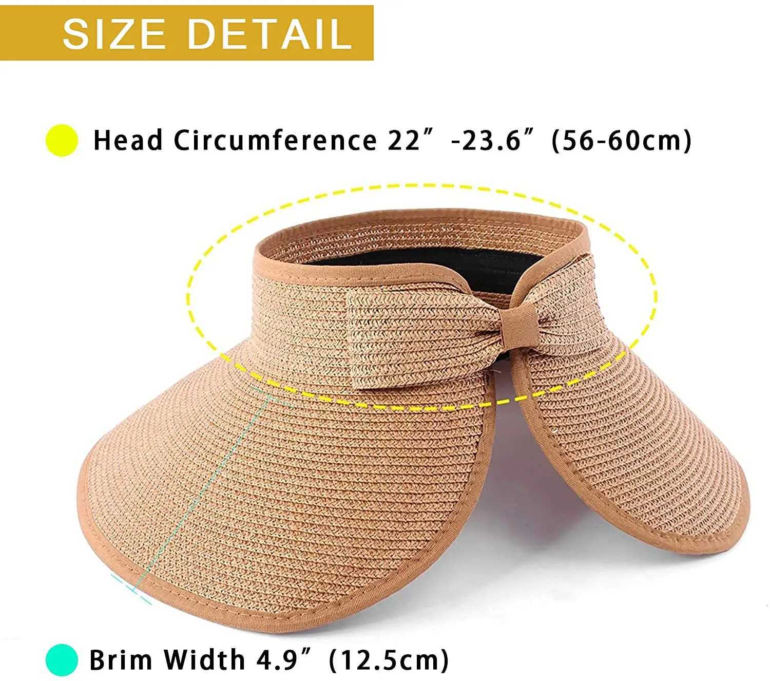 Visors szerokie czapki Brim Hats Hats 2023 NOWOŚĆ Women Sun Hat UPF 50+ Protecection szeroki letni kapelusz Rząd Łurek Słomka Słońce Hats Składane czapki topless plażowe 240412