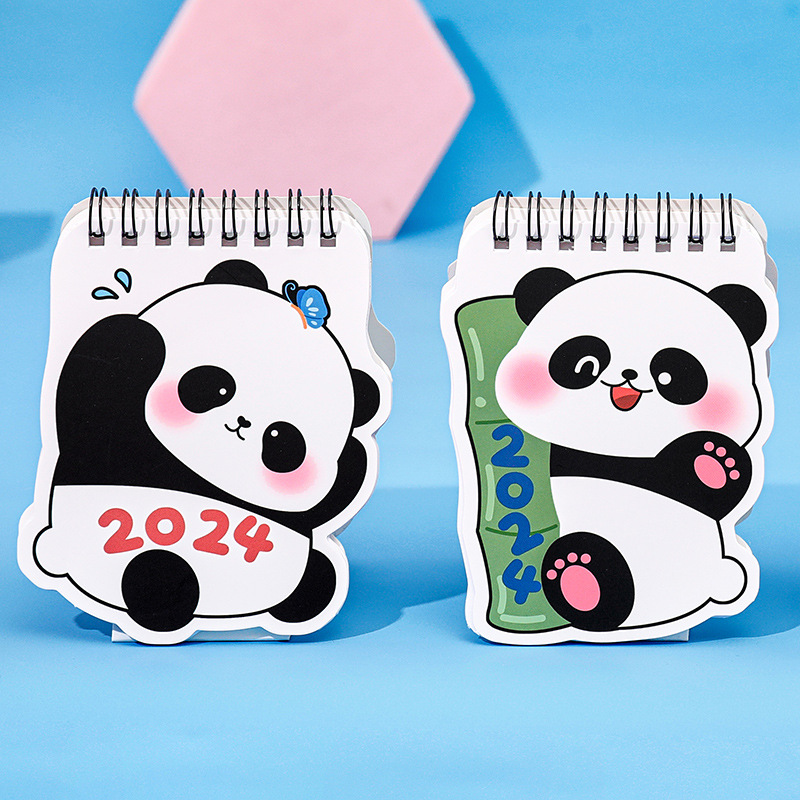 2024 Kalender Kawaii Panda Coil Desk Kalender Dual Daily Weekly jaarlijkse Agenda Planner Organizer Office Supplies 2023.06-2024.12