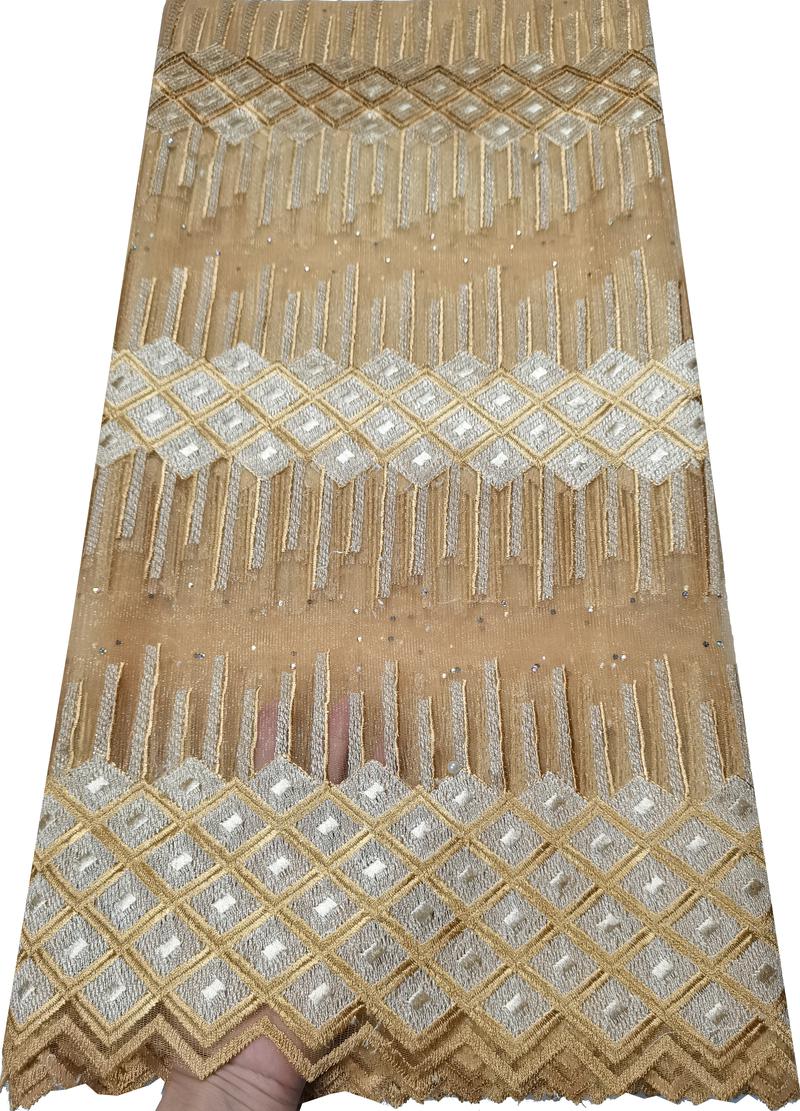 African Lace Fabric 2023 Hoogwaardige kanten stenen Franse net kant tule mesh stoffen kanten kraal bruiloftsstof ylb208 oranje