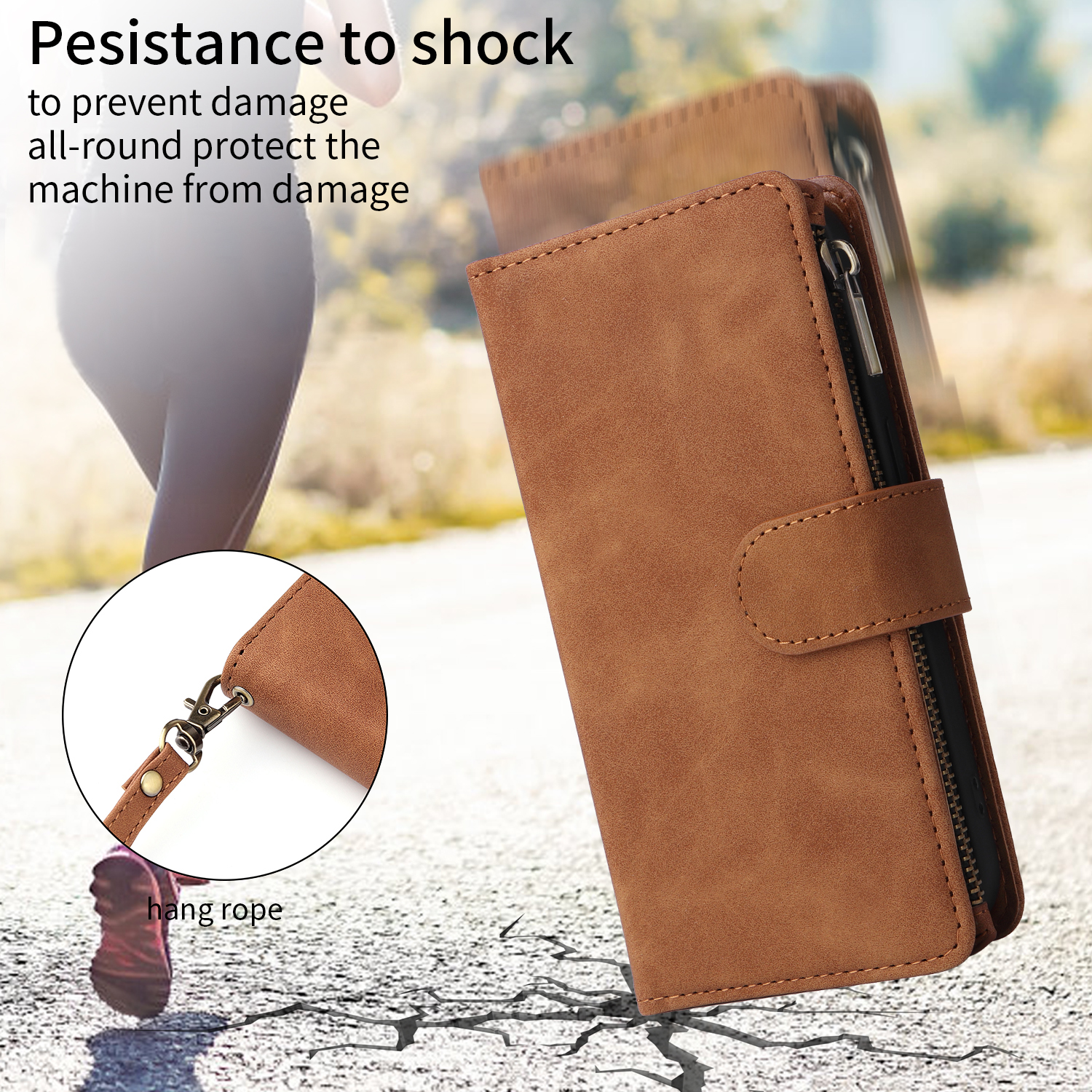 Zipper Cards Solt Wallet Book Case for Iphone 15 Pro Max 14 Plus 13 12 Mini 11 XS X 7 8 Bag Pocket Coin Purse Hand Strap Cover
