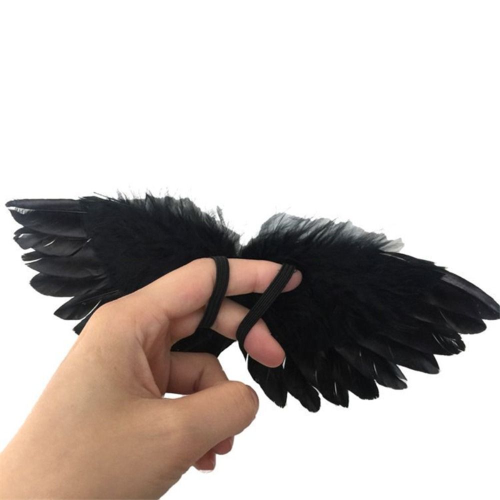 Mini ange plume ailes noires blanc rouge plume aile suspendue
