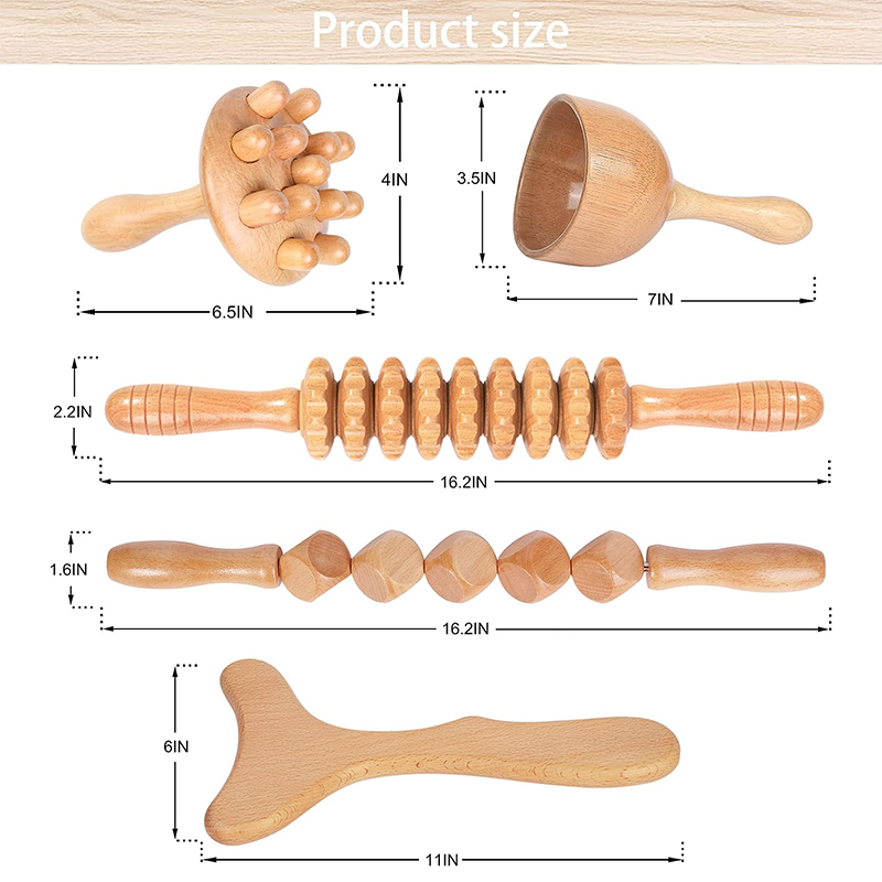 Ny träbehandling Massage Roller Lymfatisk dräneringsmassager Guasha Tool för full kroppsmärta Relief Anti Cellulite FCIAL MASSAGE