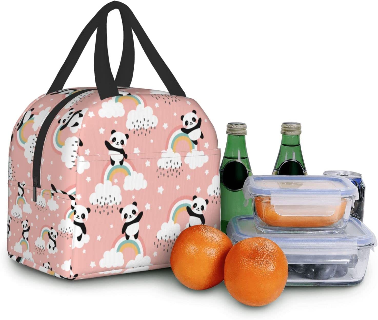 Panda lunchpåsar Cooler Tote Organizer Väskor Återanvändbar lunchlåda för kvinnor män pojkar flickor utomhusarbete picknickskola