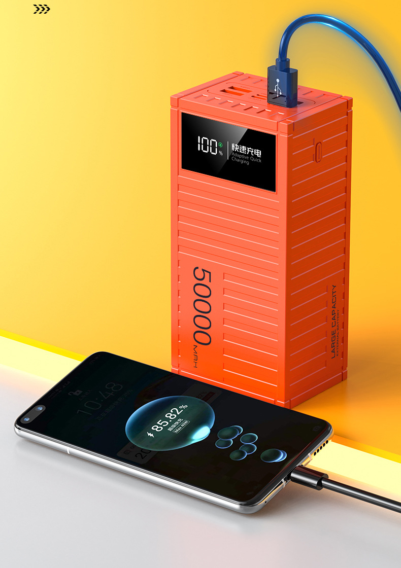 PD66W 50000mAH Açık Mekan Güç Bankası Taşınabilir Powerbank Harici Pil Paketi Xiaomi İPhone mobil elektrik santrali için hızlı şarj cihazı