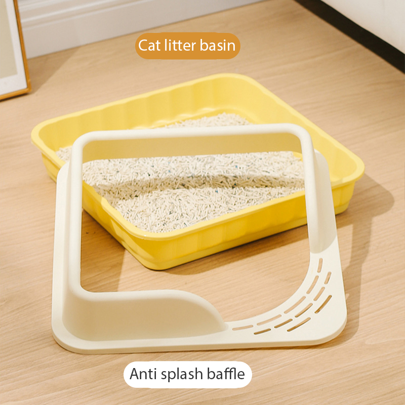 Kedi Çöp Kutusu Tasarımı Yarı Kapalı Sandbox Büyük Uzay Tuvalet Yavru Kediler İçin Sıçrama Tepsisi Ürünlerini Önleyin Büyük Kum Çöp Kedi Yatakları