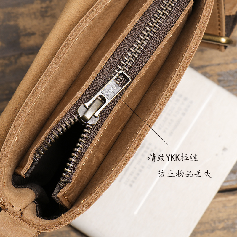 Zipper Men Retro Flip Black Small Shoulder Bag Genuine Leather Sling Crossbody s Minority Design Man Simple Phone