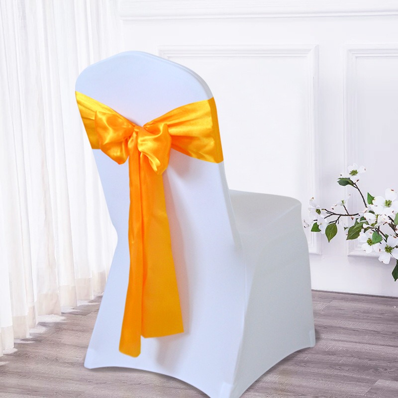 14x270cm Sage Green Satin chaise chaise Bows Couvre Ribbons de couverture pour le banquet de mariage Décorations d'événements de douche de bébé