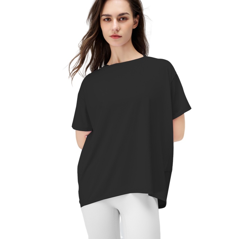 Ll yoga à manches courtes Blouse lâche sport t-shirt occasionnel t-shirt féminin séchage rapide top en forme de fitness top en randonnée