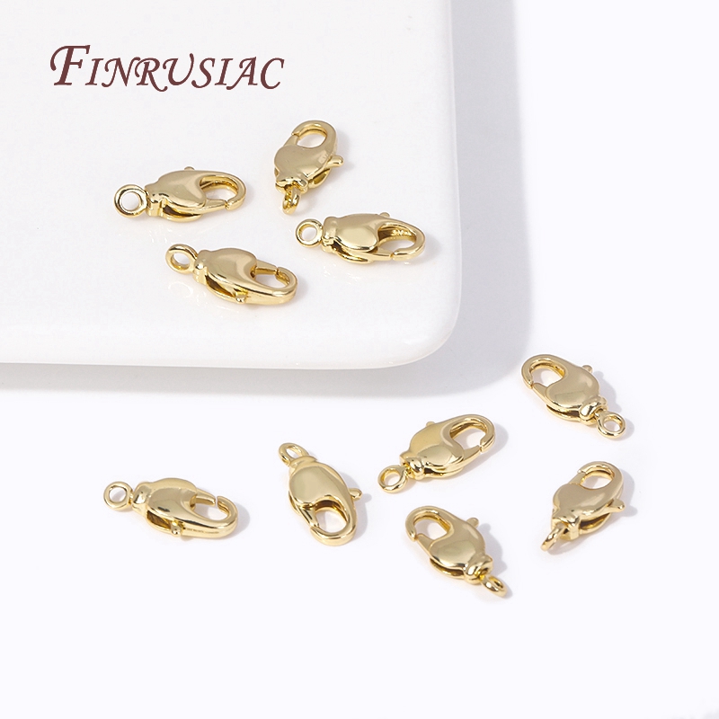 Classa di aragosta ovale ovale in oro 18K da 15 mm*7,5 mm con connettore ad anello chiuso accessori braccialetti fatti a mano fai -da -te.