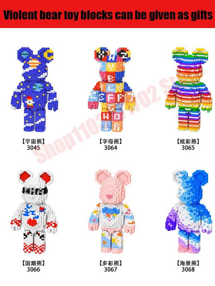 Transformation Toys Robots Cartoon MOC Big Mega Bearbrick brutalna niedźwiedź ponury niedźwiedź mikro model 13500 mini blokowe łamigłówki Puzzl