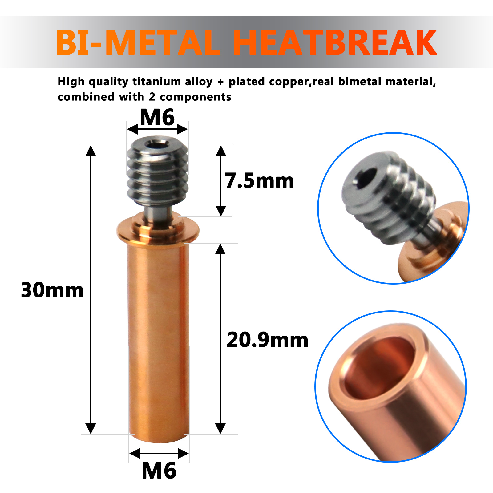 CR6 SE All Metal Bimetal Heatbreak Nano belagd hals för CR-6 Max/CR-5 Pro/Cr10 Smart/Ender 3 Neo, V2 Neo, Max Neo 3D-skrivare