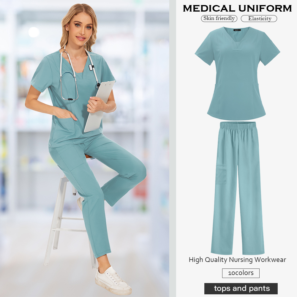 Nursing Medical Scrub New Uniform Hospital Unisex Doctor Nurse Working Clothes Lab Special Uniforms Medicinska tillbehör Arbetskläder