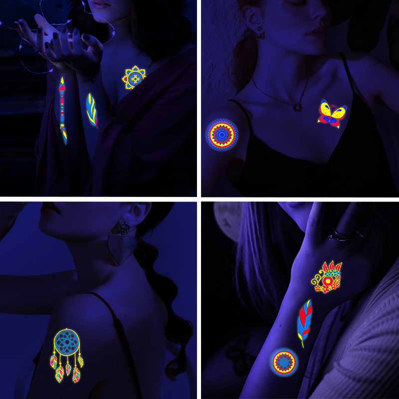 Adesivos de tatuagem de borboleta fluorescente