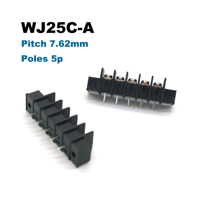 Pitch 7.62mm bariyer PCB terminal bloğu düz 2/3/4/5/6/8pin vida delikli Morsettiera Konektörü 25C-A 300V 15A 14AWG