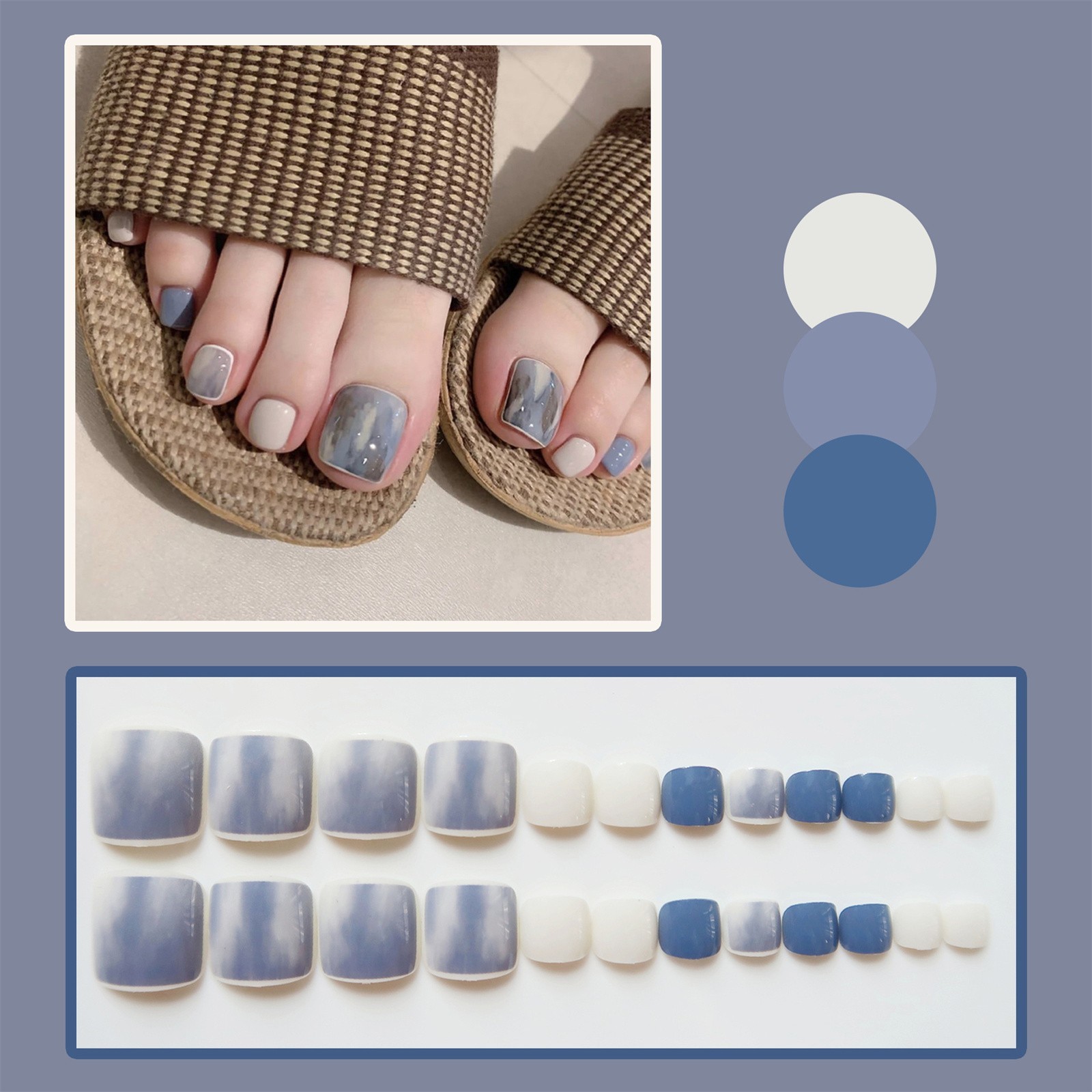 Прозрачный твердый гель для ногтей Milk Blue Smuded Toenails Ногти.