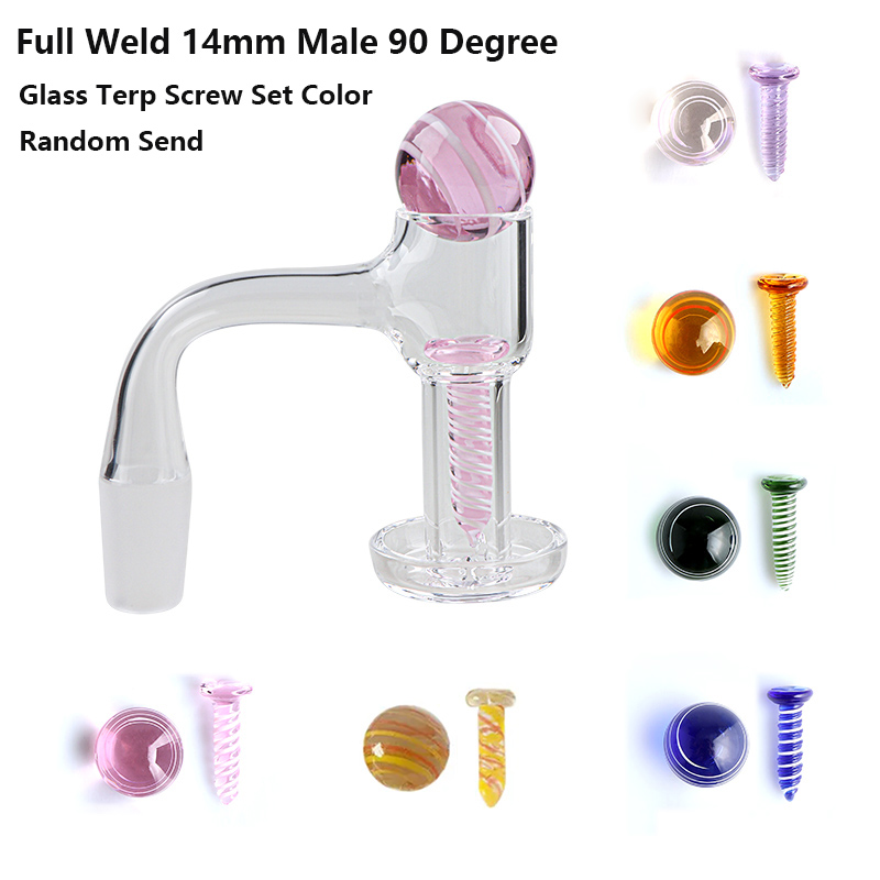 Four Styles Fully Welded Flat Top terp slurper set with Glass Marble Screw Kit 10mm 14mm Joint Seamless Welded Bevel Rig for Bong Dab Rig