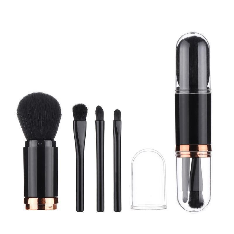 4-en-1 Portable Travel Telescopic Makeup Brush Mini Makeup Brushes Brushes à fard à paupières Brosse en poudre lâche outils de beauté