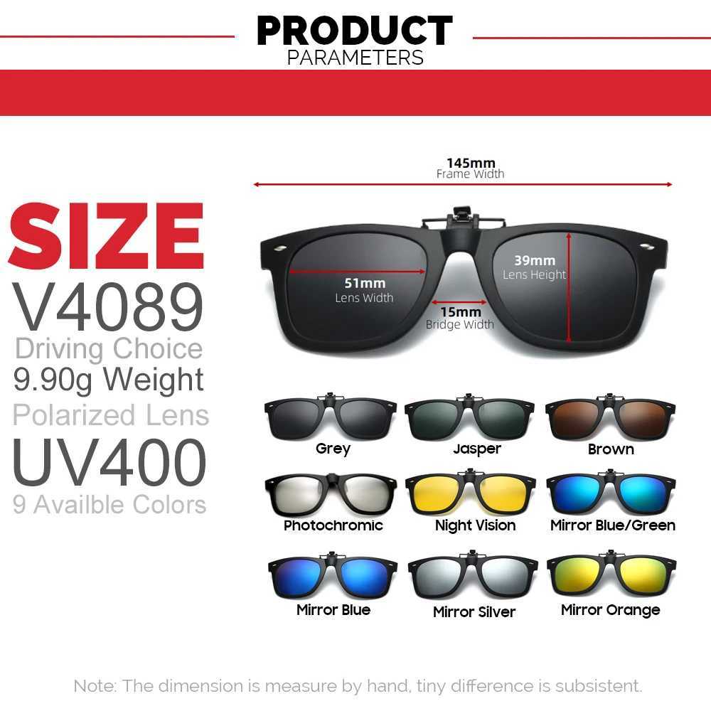 Okulary przeciwsłoneczne Vivibe Flip Up klips na okularach przeciwsłonecznych dla mężczyzn Driving okulary przeciwsłoneczne Światło wędkarstwo żeńskie anty-UVA UVB spolaryzowane soczewki noktowizyjne 24412