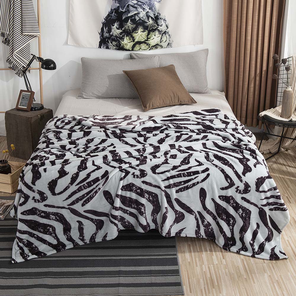 Leopardo Invierno Cantero de sofá calentado Capacidad Custodia de cebra Capa de cama de rayas de cebra Cena de color sólido Manta de viaje suave