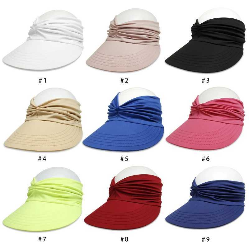 Visors Wide Brim Hats Bucket 2022 Summer for Women Casual Sun Protection Hat Solid Color Beach Visor Female Outdoor Baseball Caps Fashion 240412