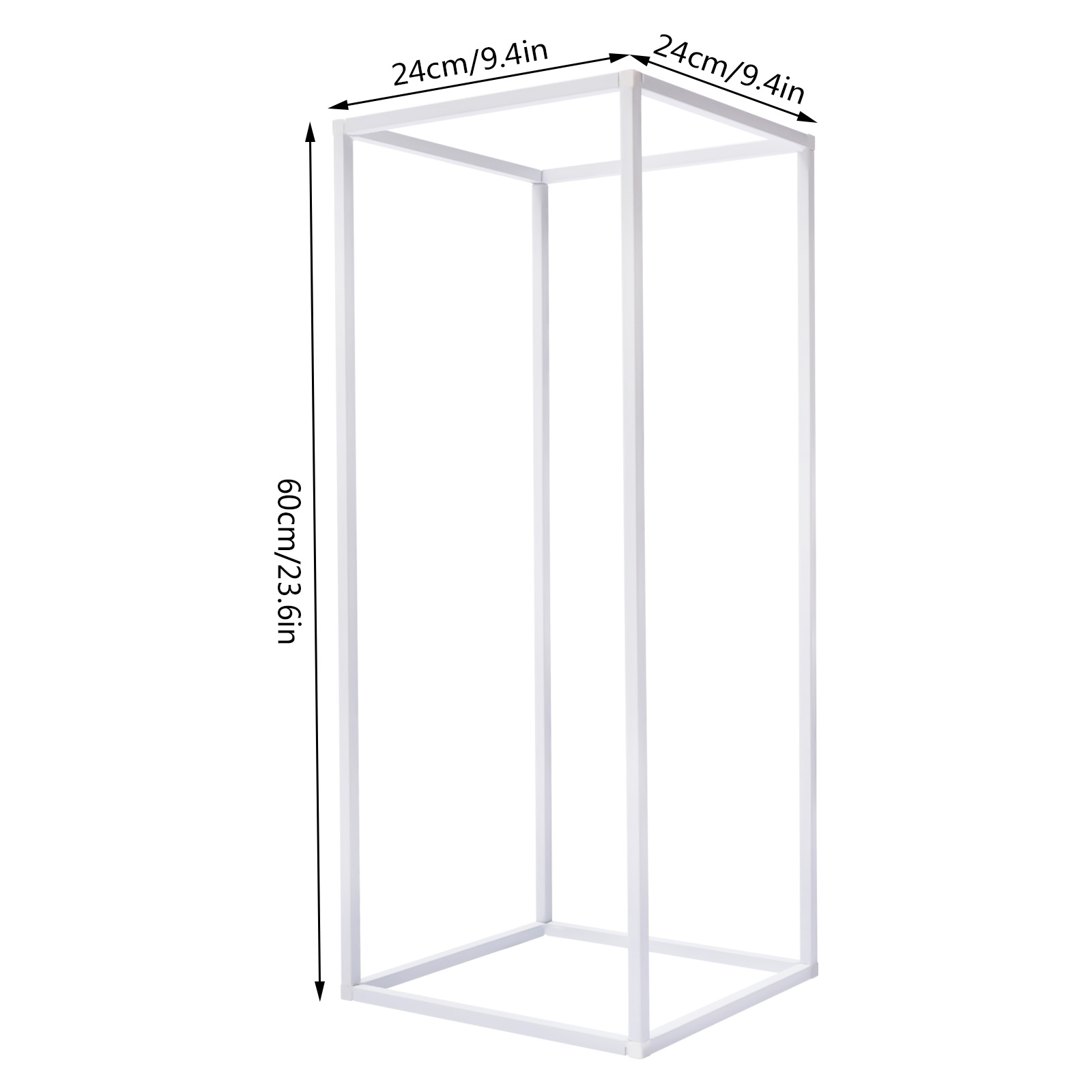 60cm Geometrik Dikdörtgen Metal Standlar Çiçek Zemin Raf Bitki Ekran Tutucuları Düğün Partisi Centerpieces Dekor İçin Beyaz