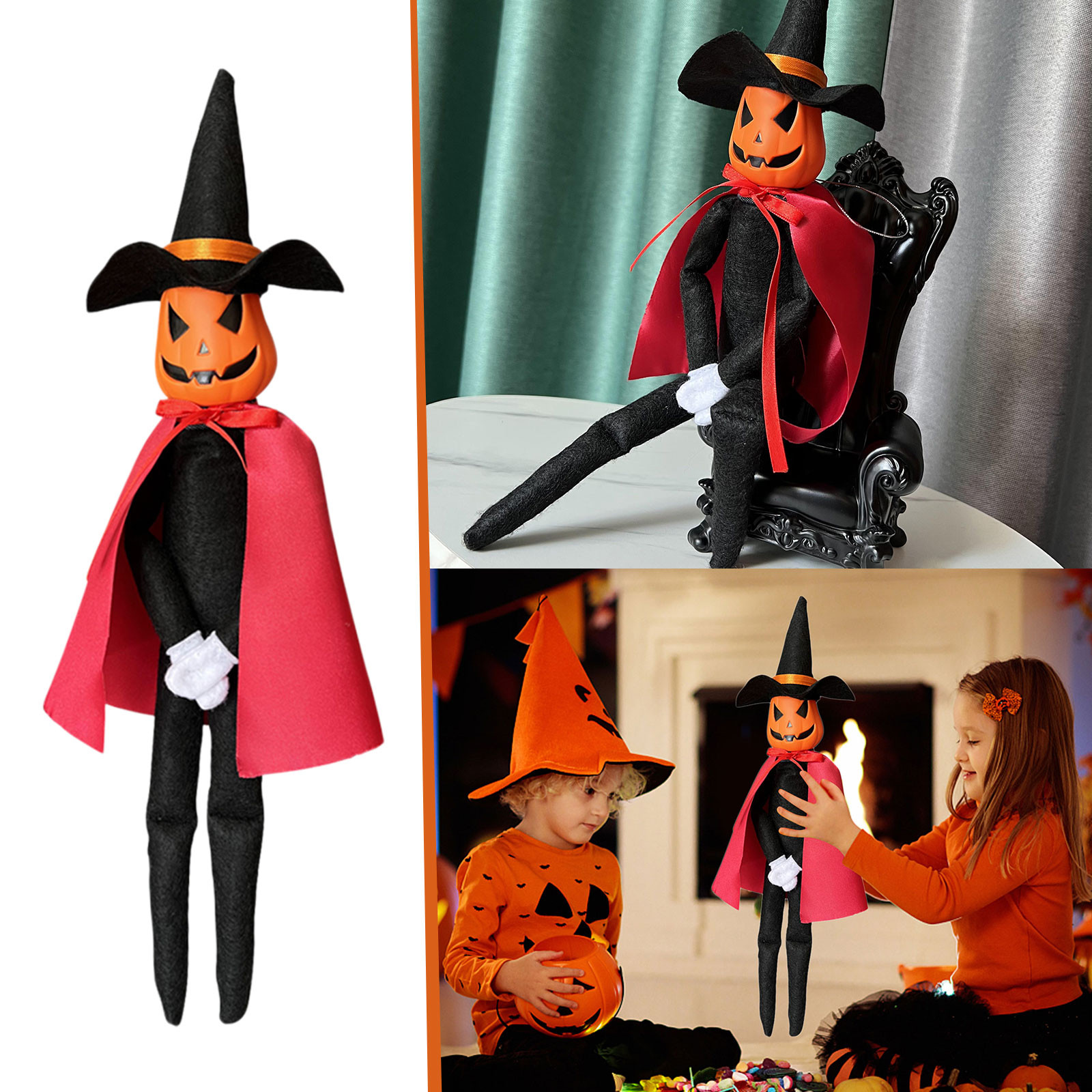 2023 Nyaste Halloween Pumpkin Elf Figur Desktop Table Fairy Ornament Miniature Figur Plush Doll Kids Toys Halloween Decor