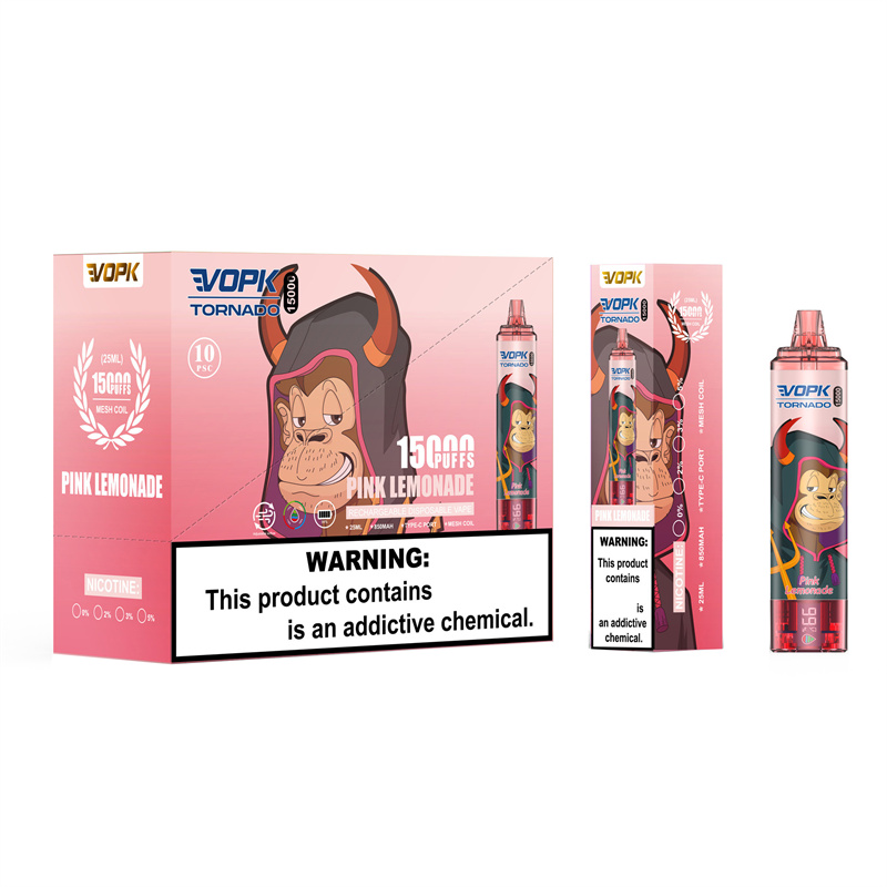 Original VOPK Tornado 15000 Puffs Vapes Einweg-Vaper 850-mAh Typ-C-Aufladung 25ml vorgefüllter Pod mit Ejuice-Indiator 10 Geschmack 0% 2% 3% 5% E Zigaretten