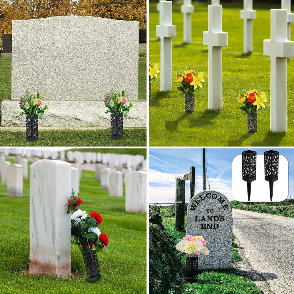 プラスチック墓地のコーン花瓶墓石墓地ホルダーメモリアル墓石の花柄の容器の装飾