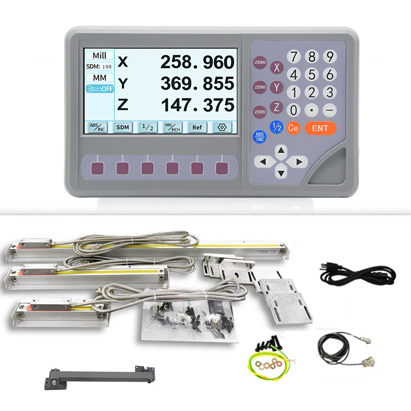 DRO 2 Axis 3 Eje Lectura digital LCD Pantalla LCD 0-1000 mm Latina de fresado lineal Molilla 5V TTL para 5um Lineal Scale Coder