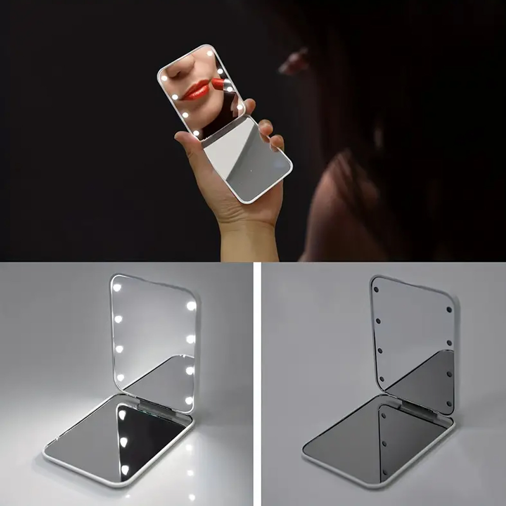 Led Pocket Makeup Mirror 1x/3x vergrote LED Mini Compact reismake-upspiegel Handheld Dubbelzijdige compacte spiegel voor cadeau