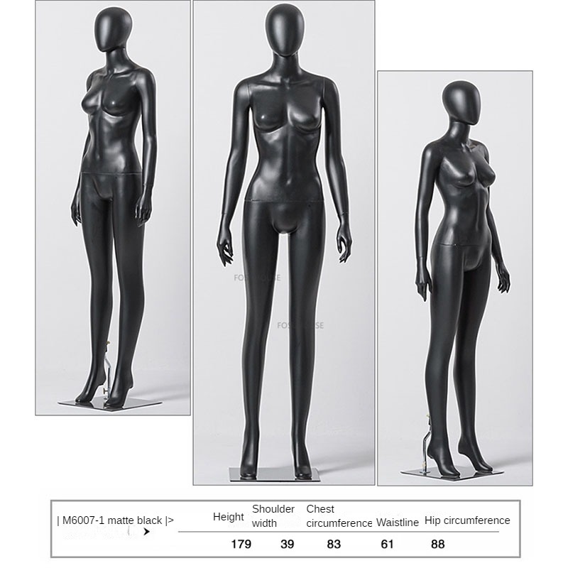 Matte Black Mannequins for Women's Clothing Display Stand Upscale Design Window Clothing Store Mannequin Full Body Dummy