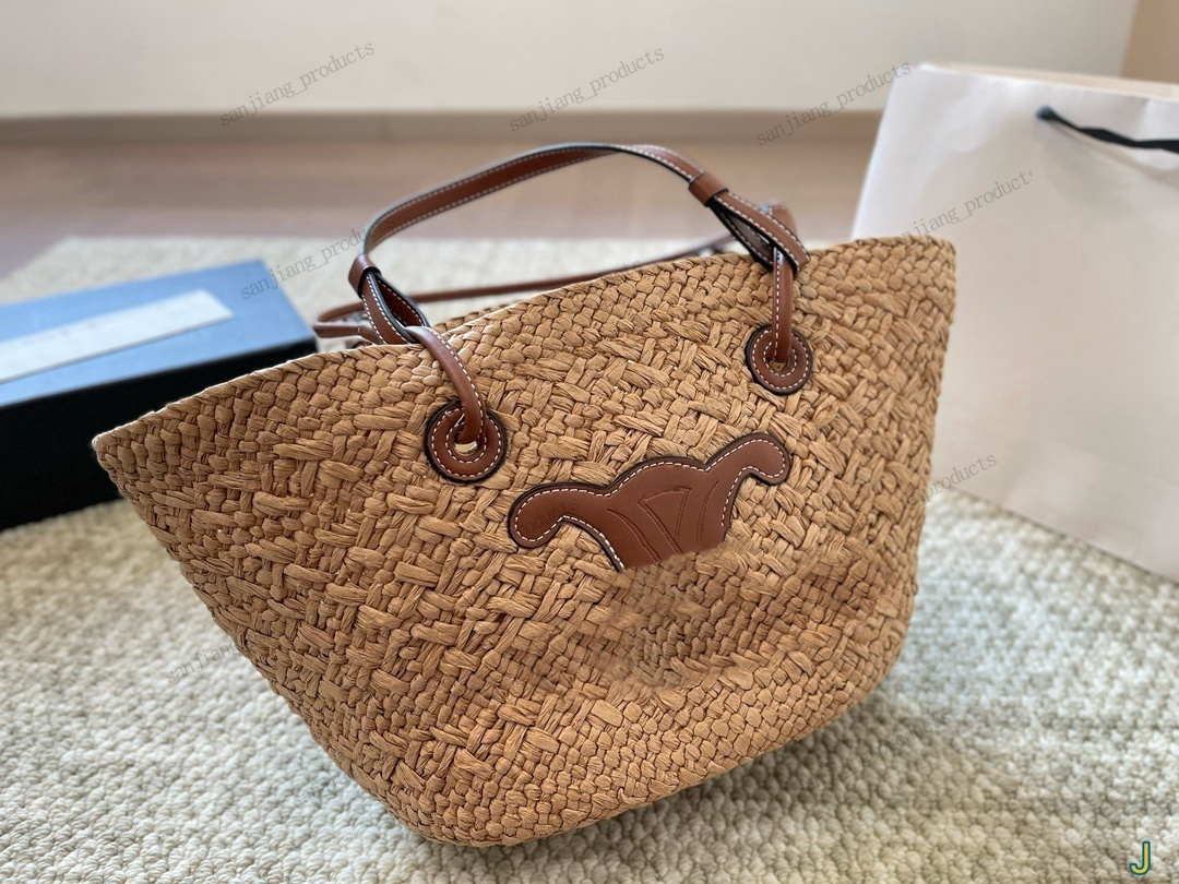 BASSAGGIO DESIGNER Signore pendolare vacanza Basket borse la spesa sacca spiaggia di paglia tessitura intrecciata tessere in tenatura intrecciata in maglietta maniglia da top borse da viaggio viaggio in tela borse