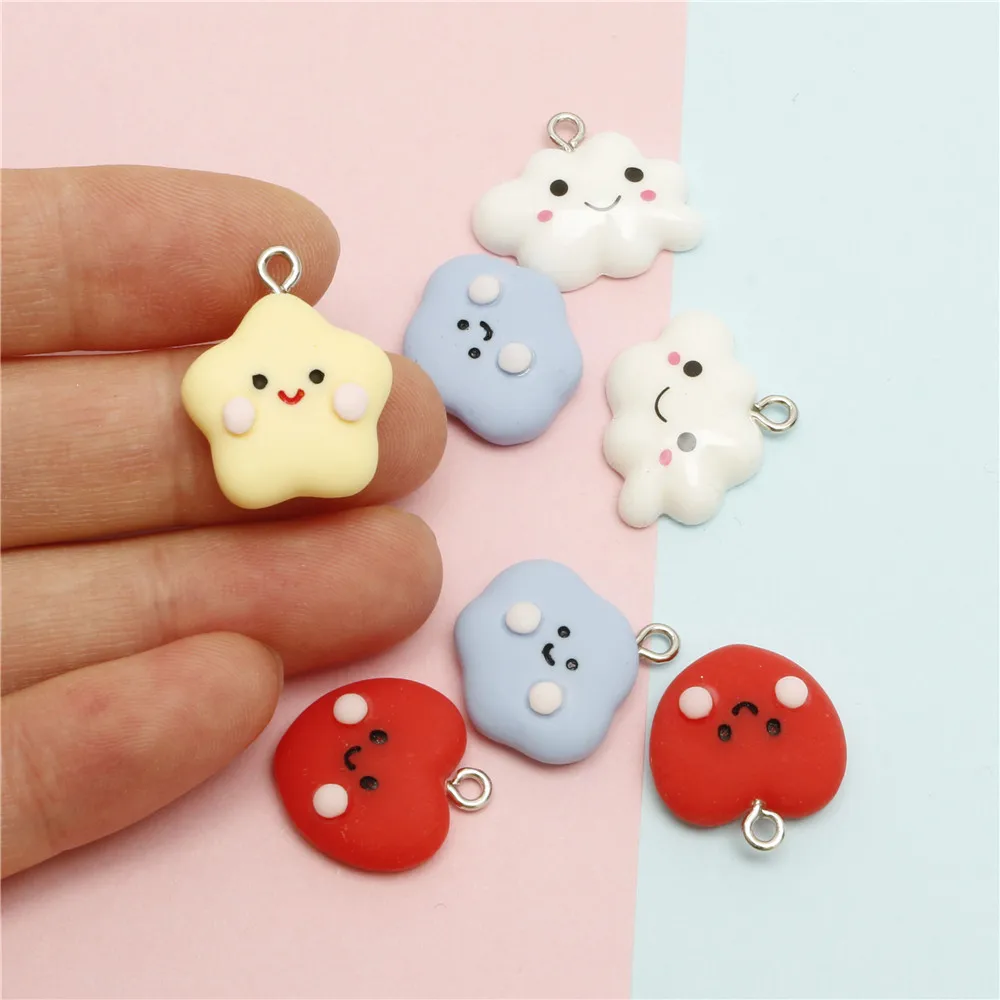 Lovely Cartoon Stars Clouds Heart-shaped Charms For Necklace Bracelet DIY Pendants Earrings Keychain Jewelry Accessories