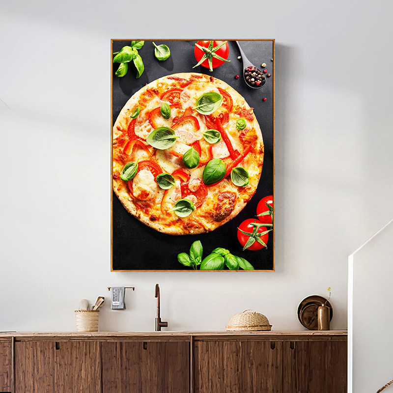 Délicieux plats à pizza steak hamburger vin vinatge poster toile peinture cuisine art mur