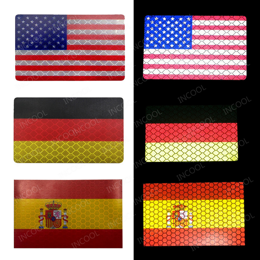 USA USA STATI UNITI Germania Bandiera Spagna Stampato Patch riflettenti Full Flag tattici National Bandiere Emblema Applicati Distintivi