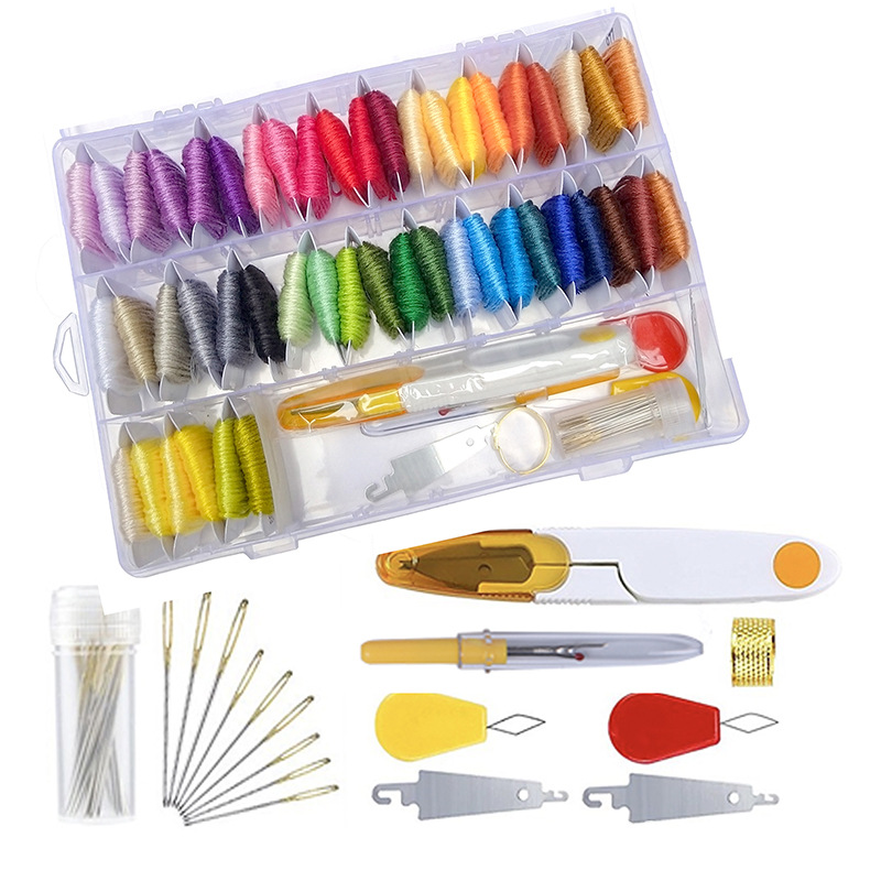 Floss Bordery Floss Stitch Threads Kit Bracelet String Kit com Organizer Storage Box Cross Stitch Tools Borderyer Kit