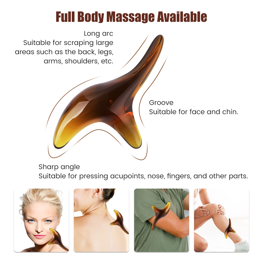 Massage du point de déclenchement de la cire d'abeille Gua Sha outils outils de drainage lymphatique professionnel outils de massage de thérapie en résine pour la jambe arrière main