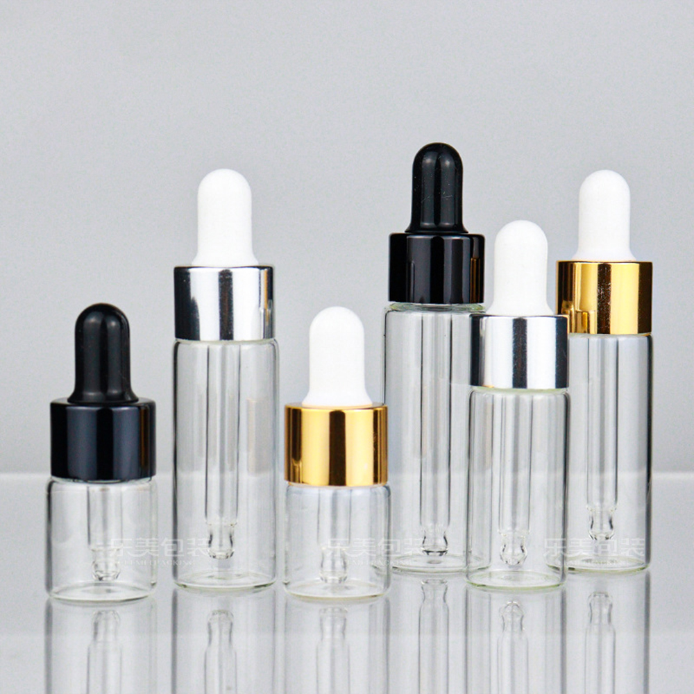 5ml 10ml 15ml 20ml Clear Dropper Bottles Glass Sample Vial with Pipette Container for Essential Oil Perfume Cosmetics