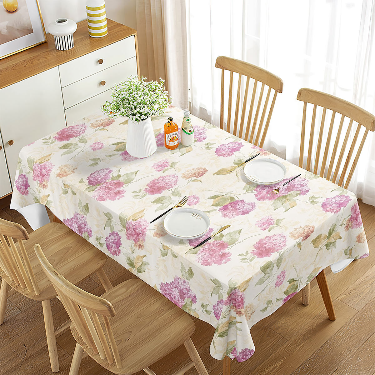 Floral Tablecloth Beautiful Flowers Rectangular Table Cover Dining Room Banquette Kitchen Outdoor Picnic Wedding Decoration