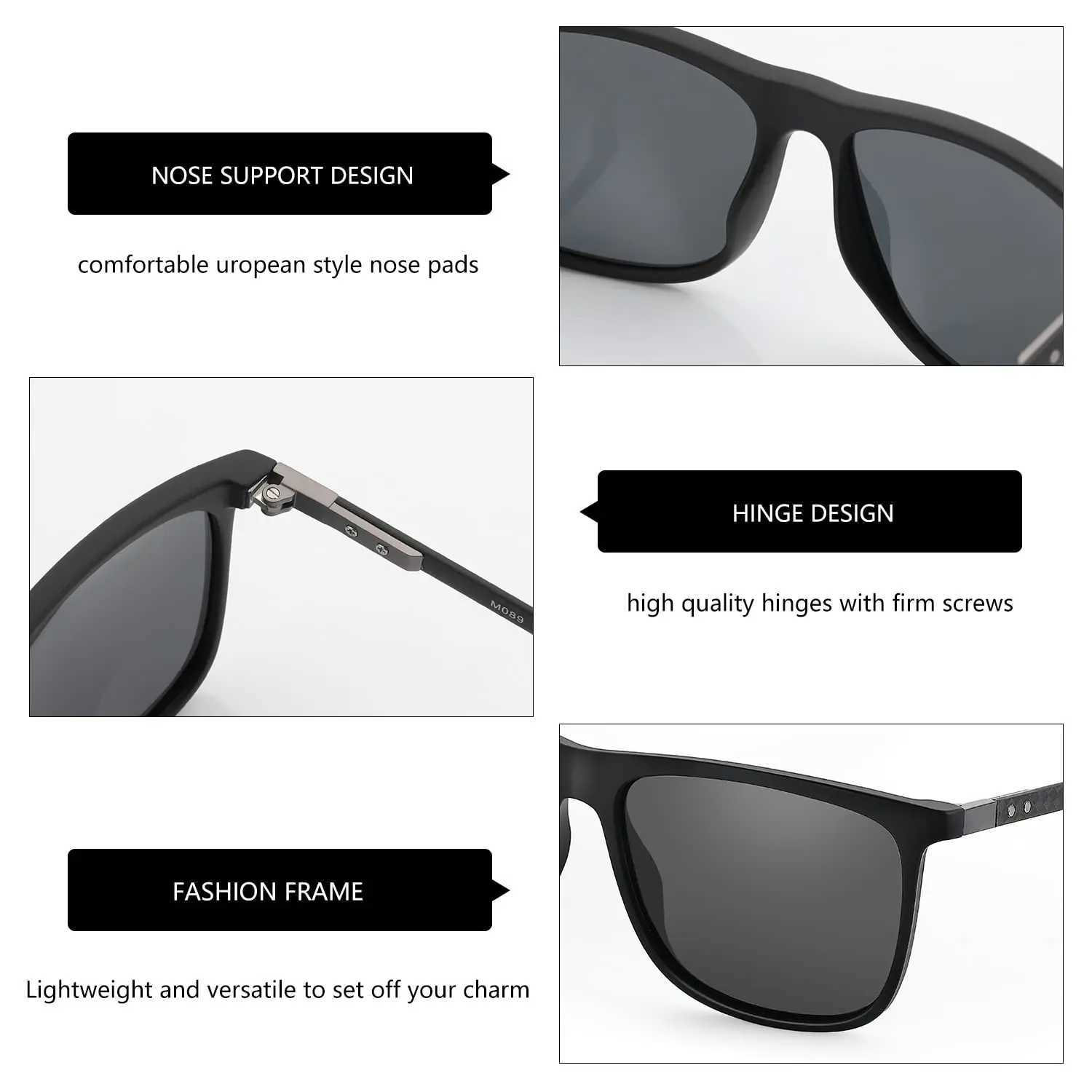 Sunglasses ZENOTTIC Square Polarized Sunglasses for Men Ultralight Carbon Fiber Sun Glasses Driving Fishing Golf Sports UV400 Protection 24412