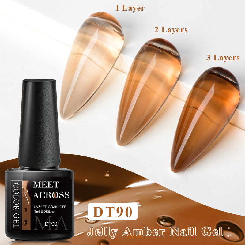 7ml galaretka bursztynowa żel paznokci lakier półprzezroczysty bursztynowy lakier zanurzeni UV LED paznokcie sztuka manicure Poliska