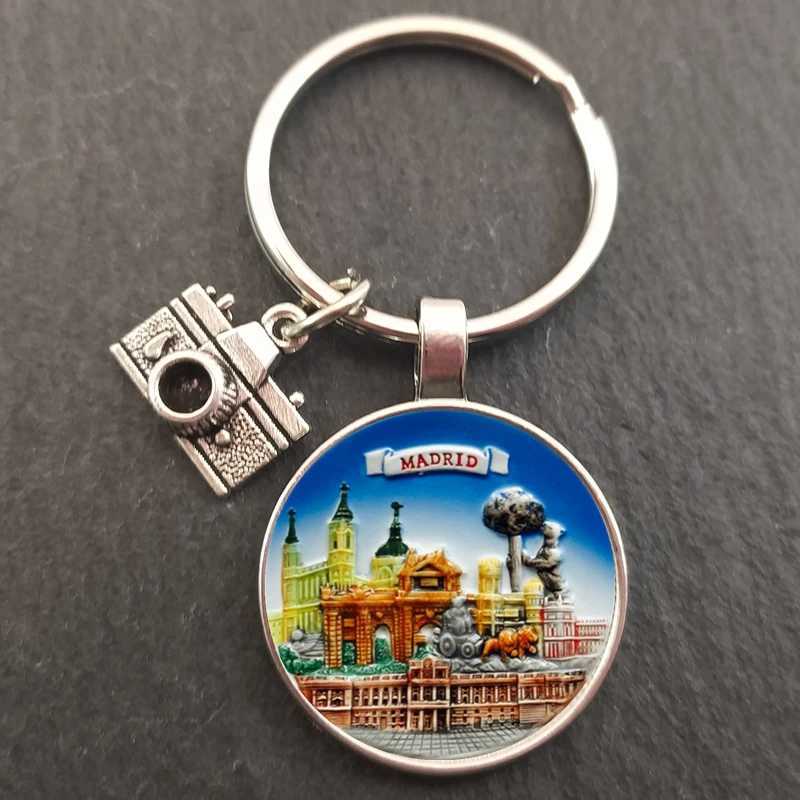 Key Rings Glamour Time Gem Keychain Glass Landschap Keychain Men and Women Sieraden Geschenken 240412