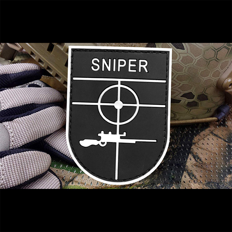 3D PVC Gun Matter Patches Sniper Tactical Military Army Morale Uniform Fastener Hook Emblem Uniform Armband Badge Cloth Sticker