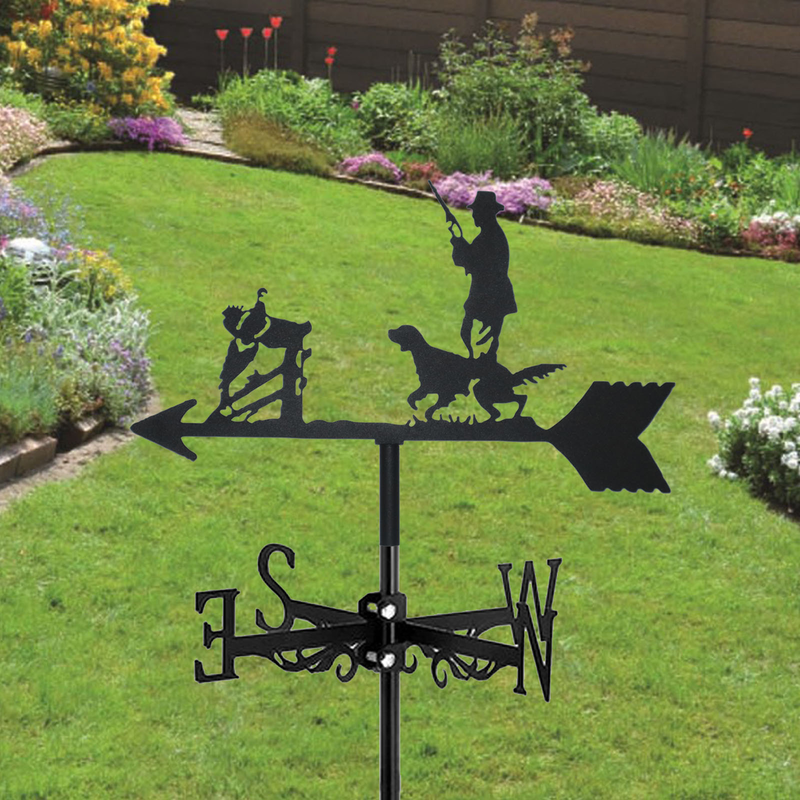 Hunter e Hound Weathervane Silhouette Art Black Metal Wind Sannes ao ar livre Decorações Jardim para o Rodado de Yard Yard