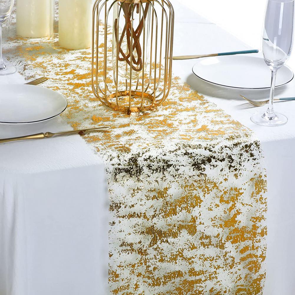 Funkelnde metallische goldene dünne Tischläufer Gold/Silber Pailletten Glitter Metallic Folie dünne Mesh Roll Party Hochzeits Weihnachtsdekoration