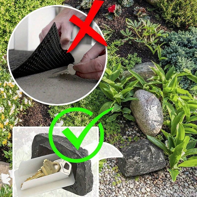 Key Box Rock Hide in Stone Security Safe Storage Organizer Door Case Box Hiding Outdoor Garden Ornament